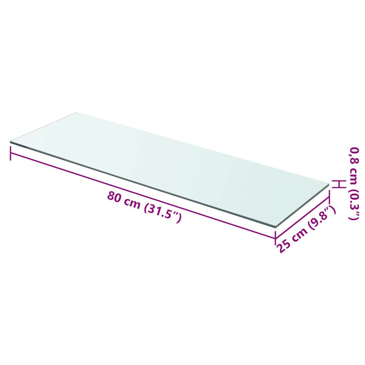 hylder 2 stk. glaspanel 80 x 25 cm klar