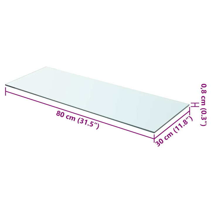 hylder 2 stk. glaspanel 80 x 30 cm klar