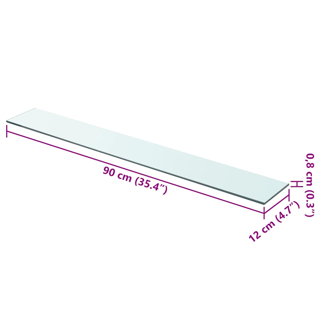 hylder 2 stk. glaspanel 90 x 12 cm klar