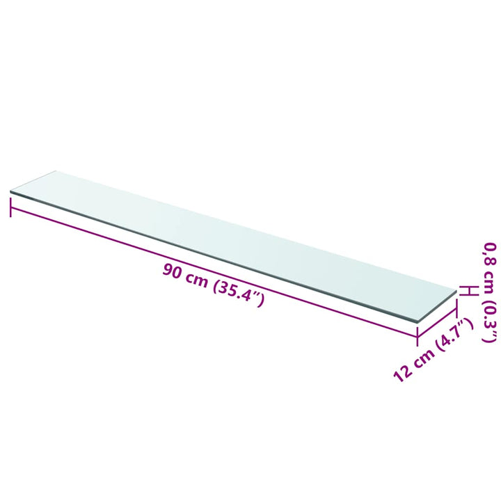 hylder 2 stk. glaspanel 90 x 12 cm klar