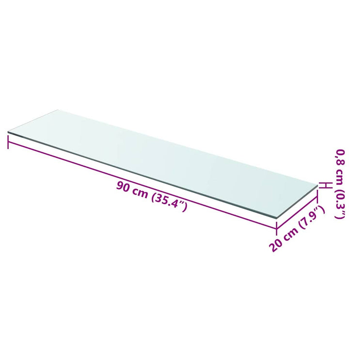 hylder 2 stk. glaspanel 90 x 20 cm klar