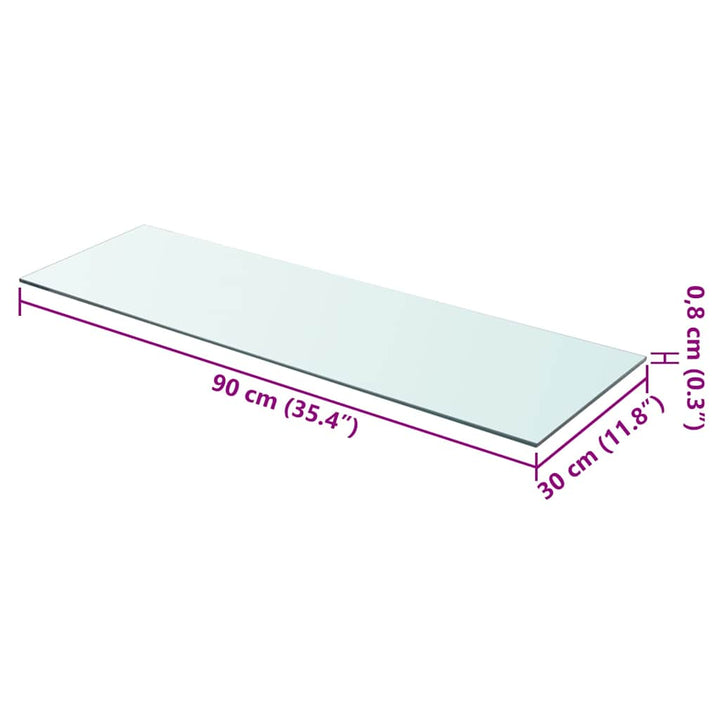 hylder 2 stk. glaspanel 90 x 30 cm klar