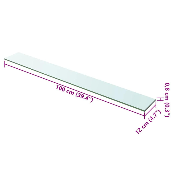 hylder 2 stk. glaspanel 100 x 12 cm klar