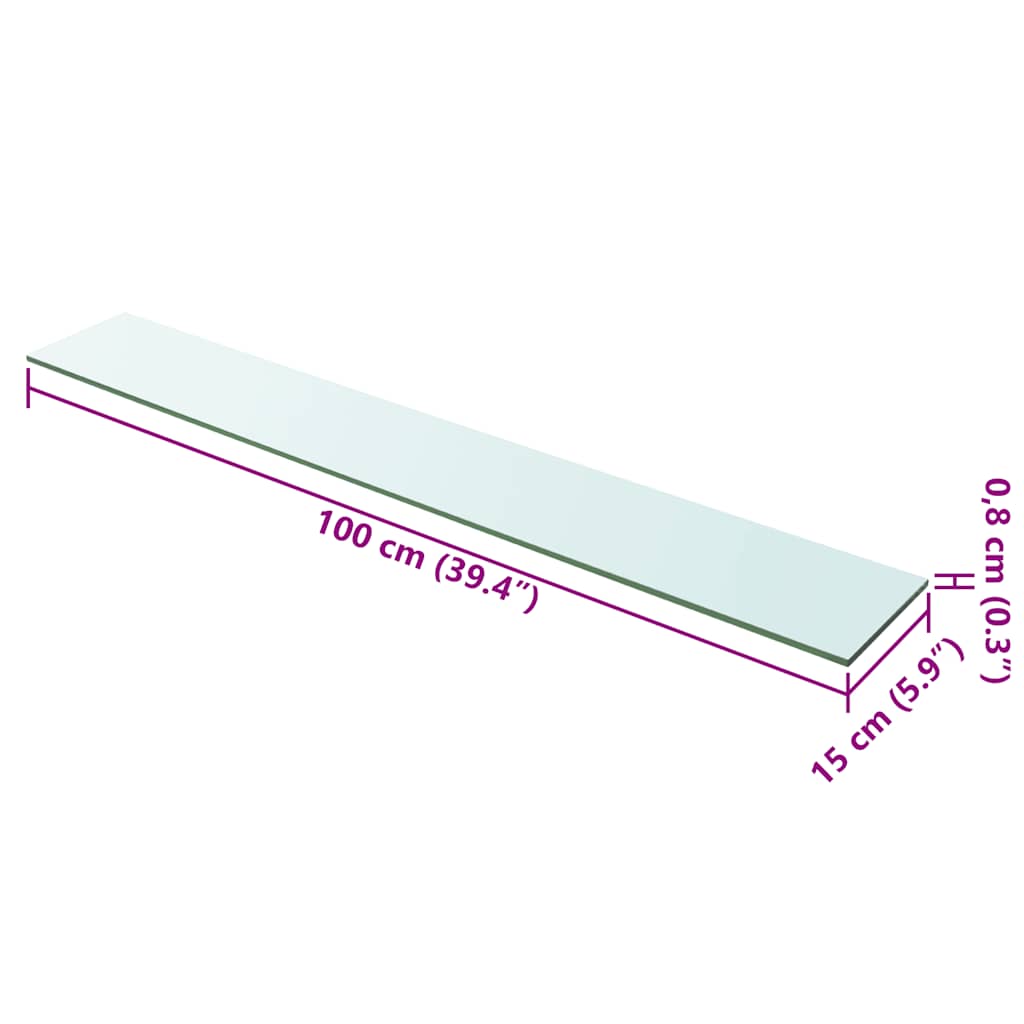 hylder 2 stk. glaspanel 100 x 15 cm klar