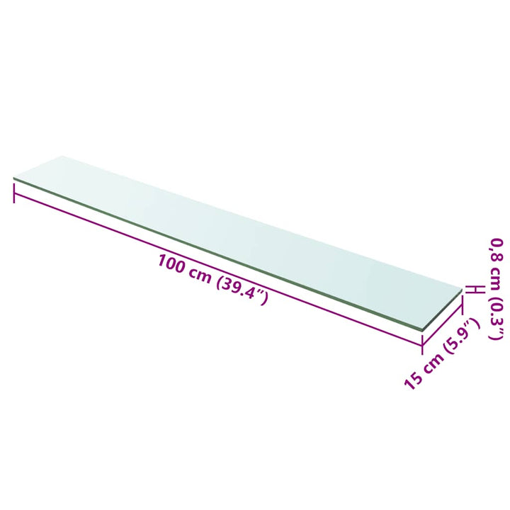 hylder 2 stk. glaspanel 100 x 15 cm klar