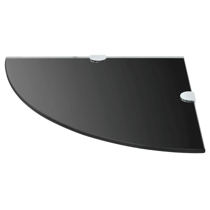 hjørnehylder m. krombeslag 2 stk. 25x25 cm glas sort
