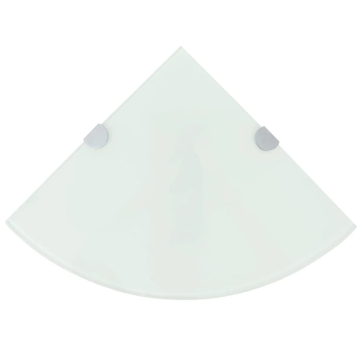 hjørnehylder m. krombeslag 2 stk. 25x25 cm hvidt glas