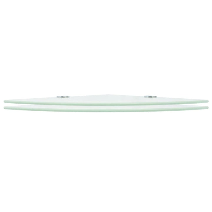 hjørnehylder m. krombeslag 2 stk. 25x25 cm hvidt glas