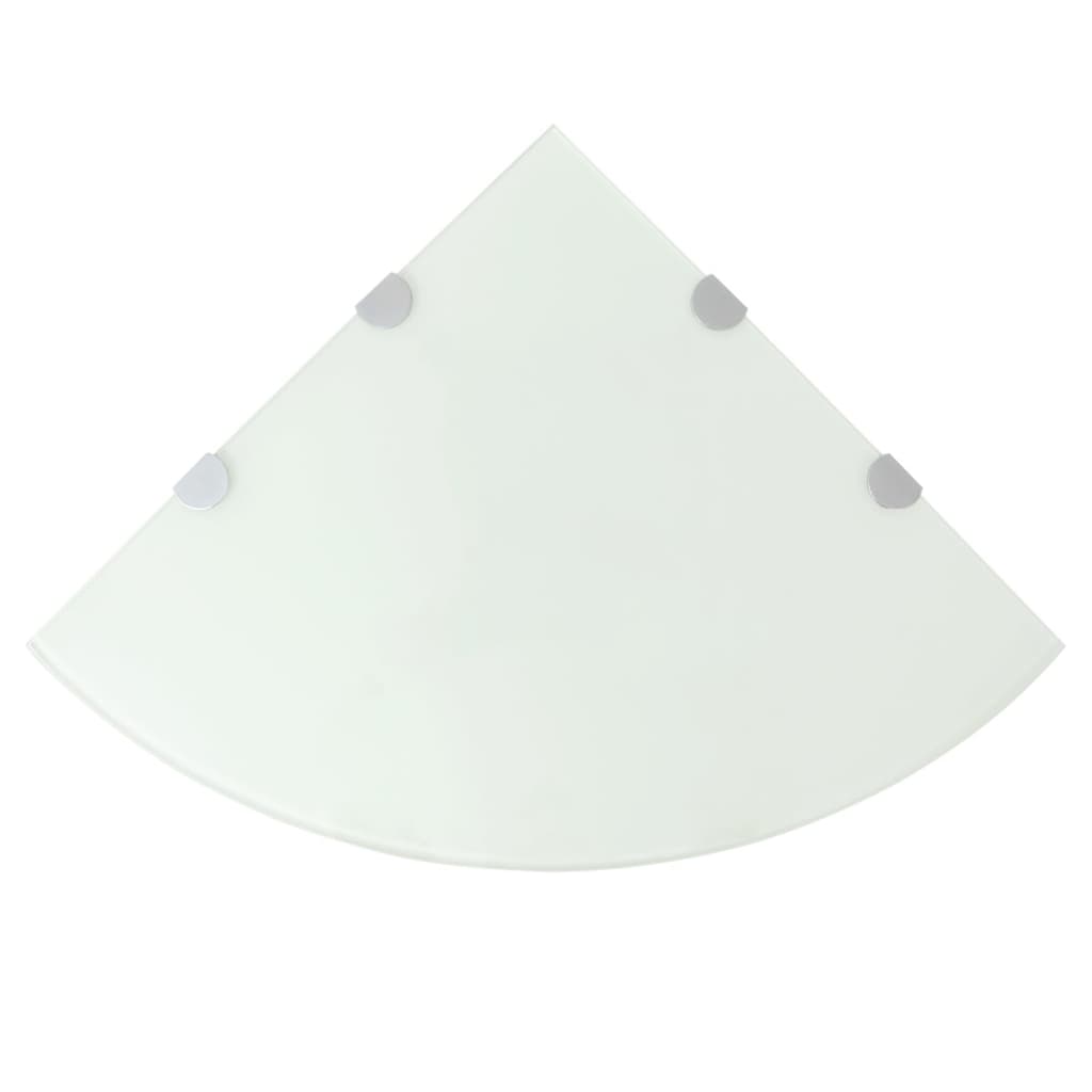 hjørnehylder m. krombeslag 2 stk. 45 x 45 cm glas hvid