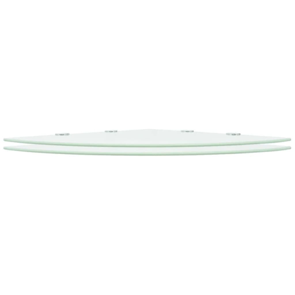 hjørnehylder m. krombeslag 2 stk. 45 x 45 cm glas hvid
