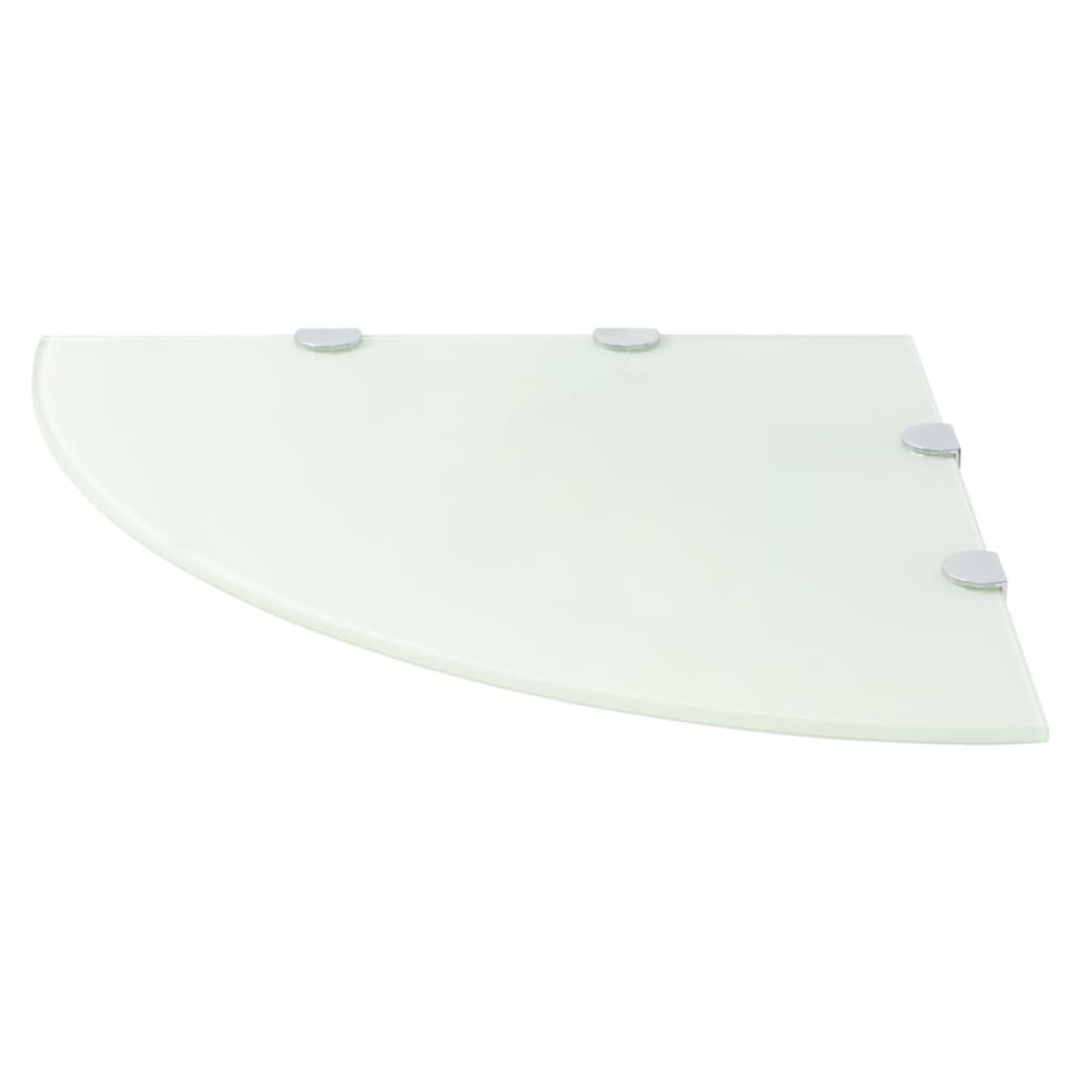 hjørnehylder m. krombeslag 2 stk. 45 x 45 cm glas hvid