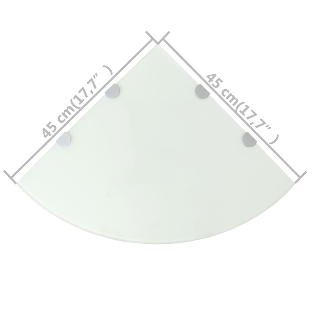 hjørnehylder m. krombeslag 2 stk. 45 x 45 cm glas hvid