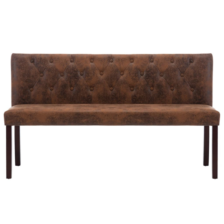 bænk 148,5 cm imiteret ruskind brun