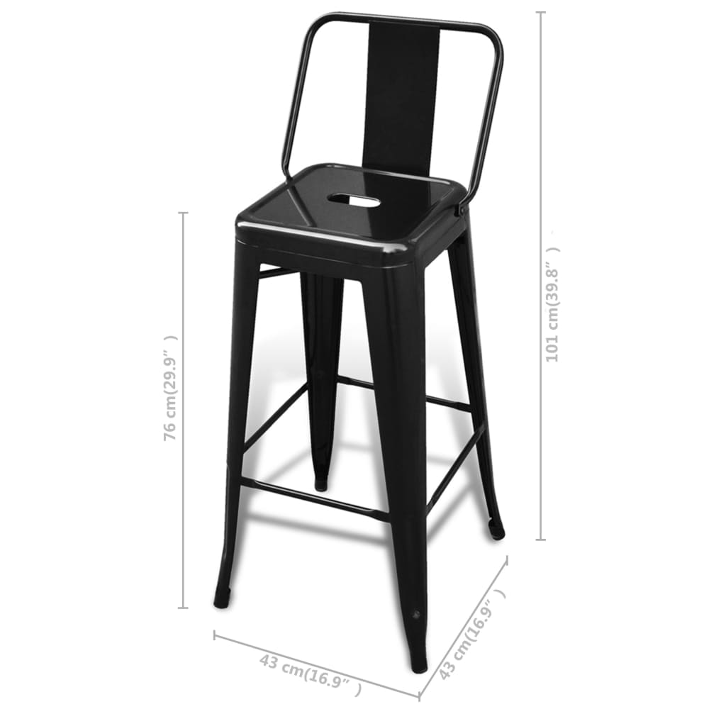 barstole 4 stk. stål sort