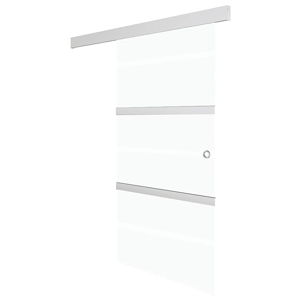 skydedør 76x212 cm hærdet glas og aluminium sølvfarvet