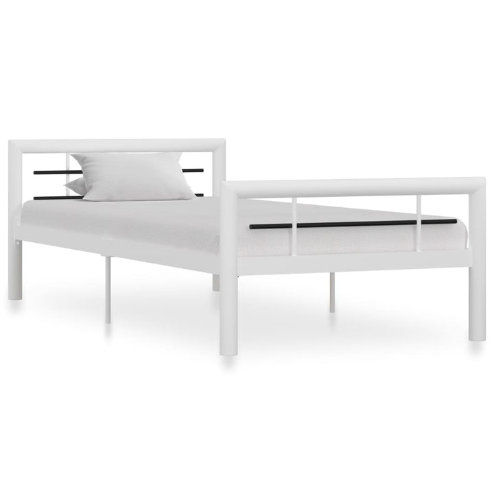 sengestel 90x200 cm metal hvid og sort