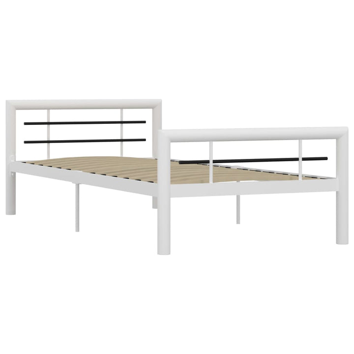 sengestel 90x200 cm metal hvid og sort
