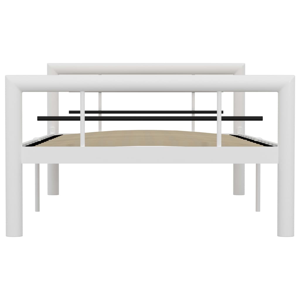 sengestel 90x200 cm metal hvid og sort