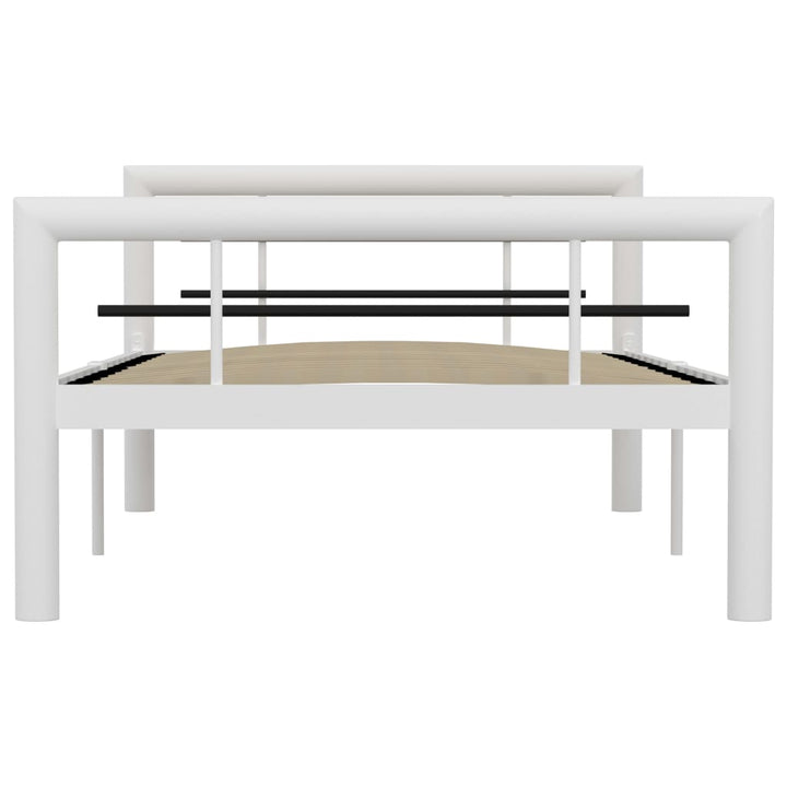 sengestel 90x200 cm metal hvid og sort