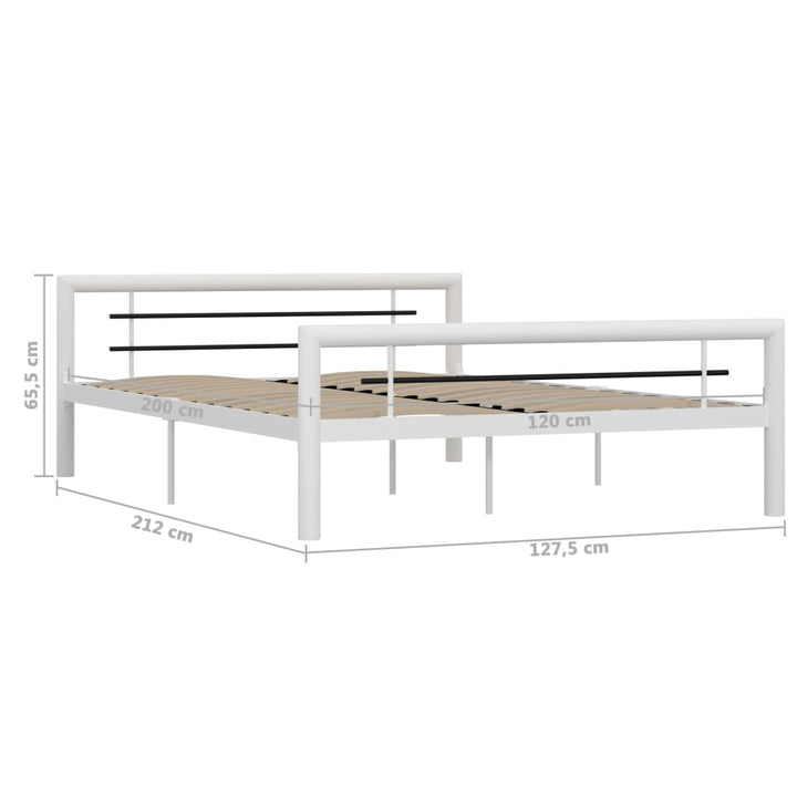 sengestel 120x200 cm metal hvid og sort