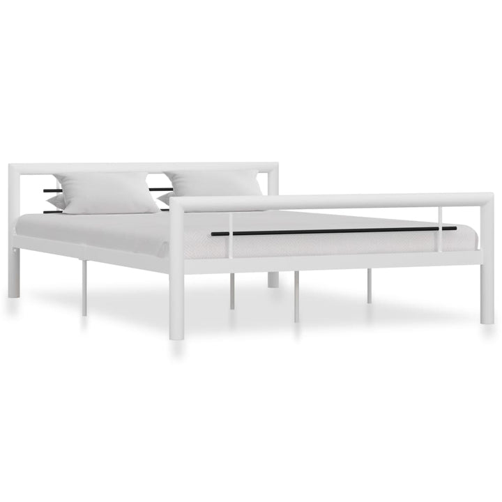 sengestel 140x200 cm metal hvid og sort