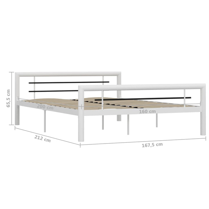 sengestel 160x200 cm metal hvid og sort