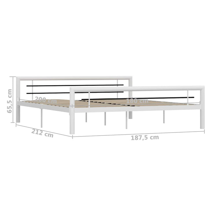 sengestel 180x200 cm metal hvid og sort