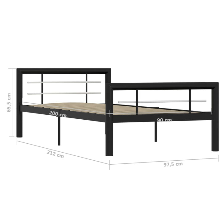 sengestel 100x200 cm metal sort og hvid