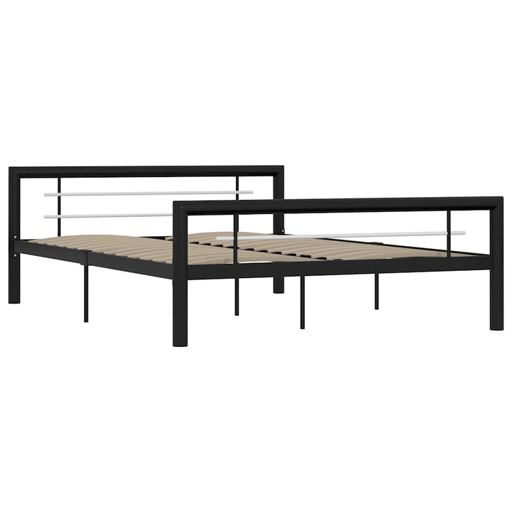 sengestel 140x200 cm metal sort og hvid
