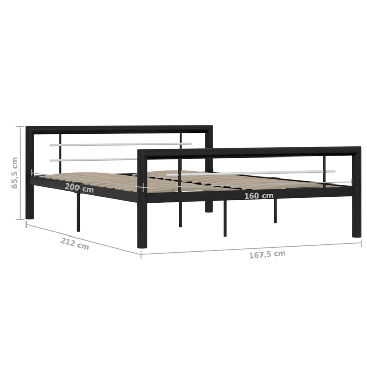 sengestel 160x200 cm metal sort og hvid