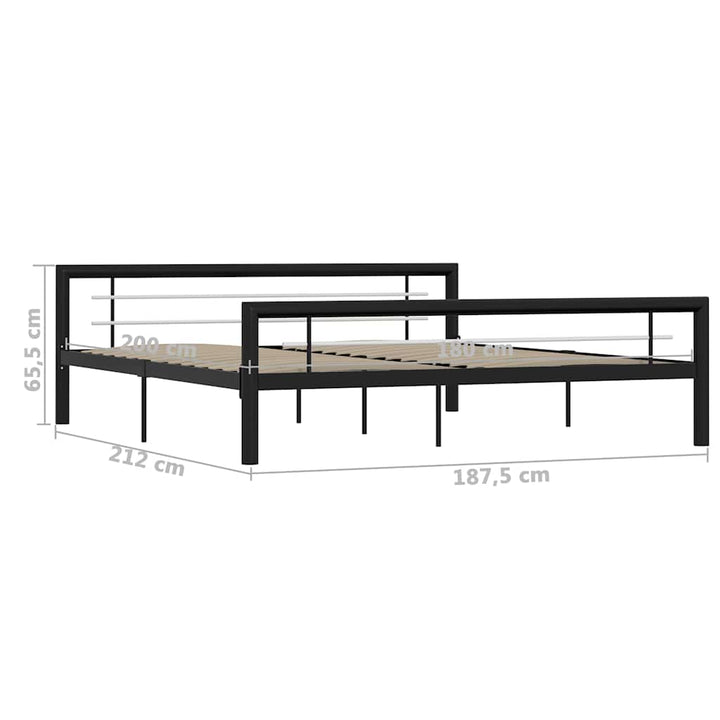 sengestel 180x200 cm metal sort og hvid