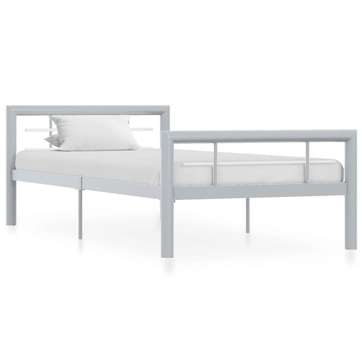 sengestel 100x200 cm metal grå og hvid