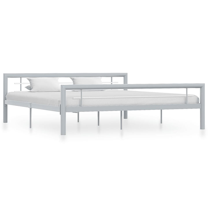 sengestel 180x200 cm metal grå og hvid