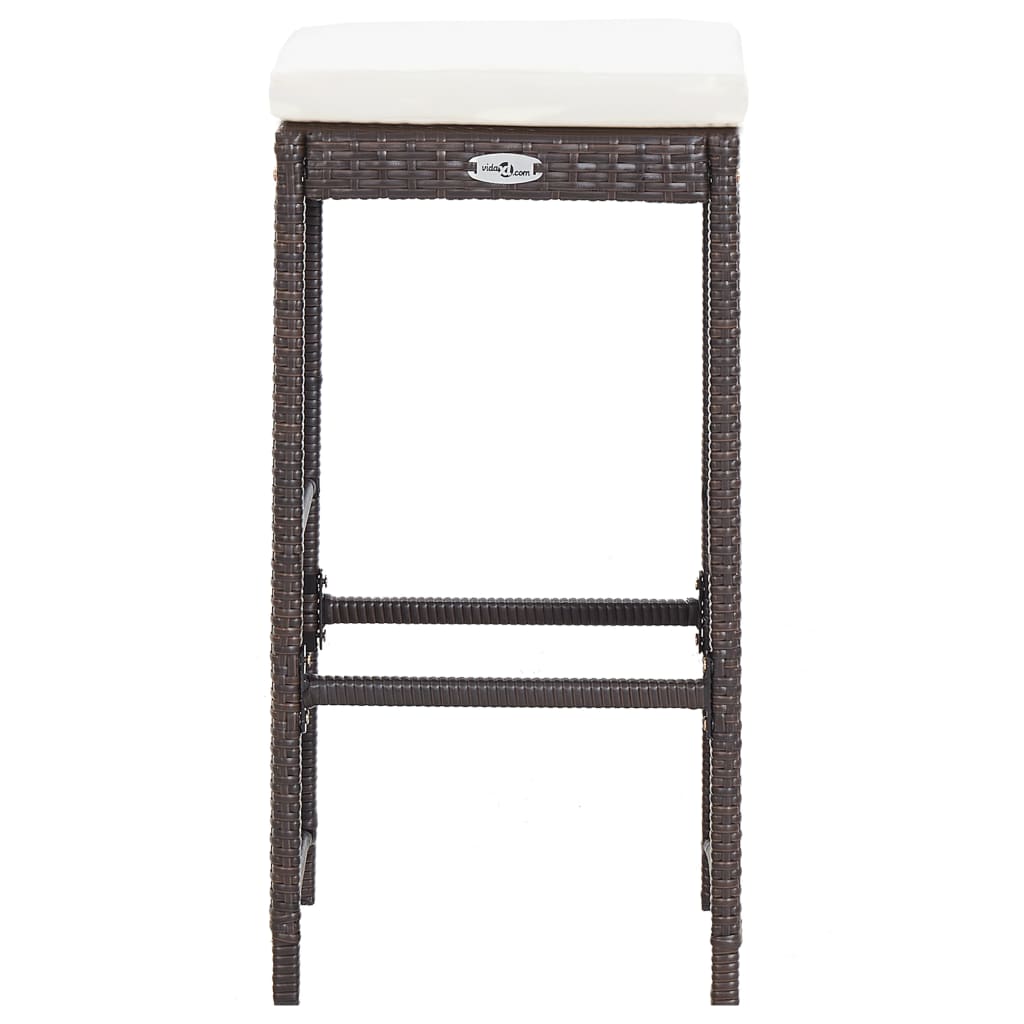 barsæt til haven 7 dele med hynder polyrattan brun