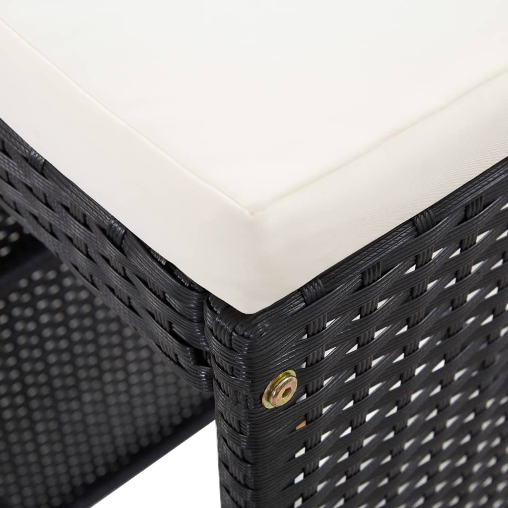 udendørs barsæt 9 dele polyrattan sort