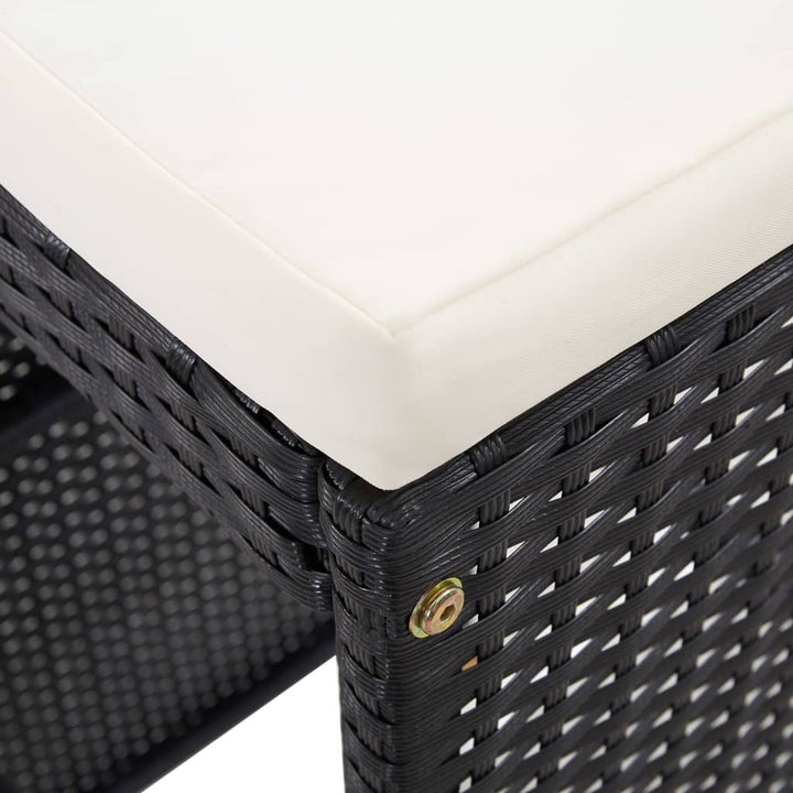 udendørs barsæt 9 dele polyrattan sort