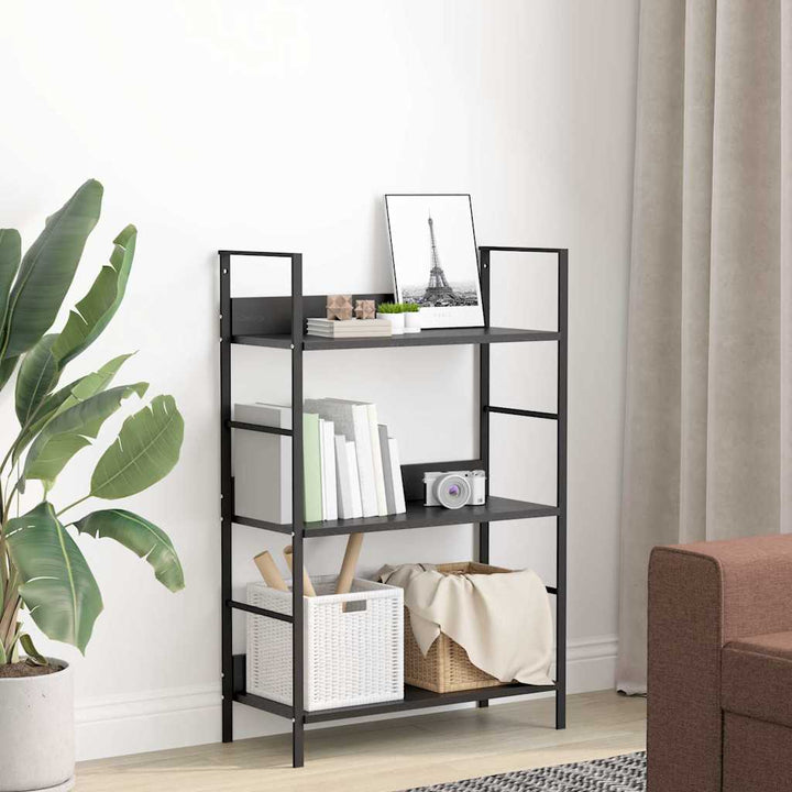 bogreol 60x27,6x90,5 cm 3 hylder konstrueret træ sort