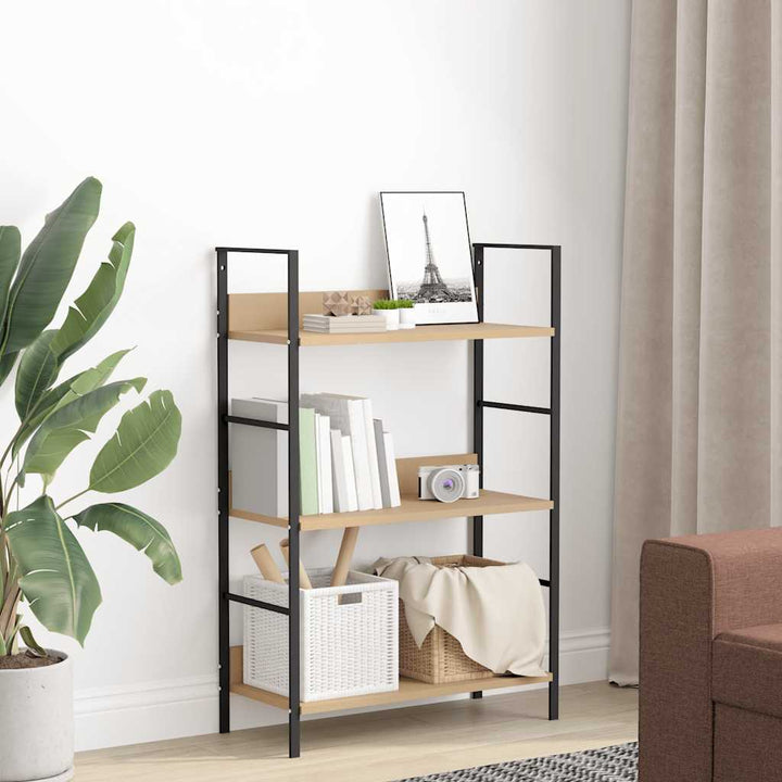 bogreol med 3 hylder 60x27,6x90,5 cm konstrueret træ egetræ