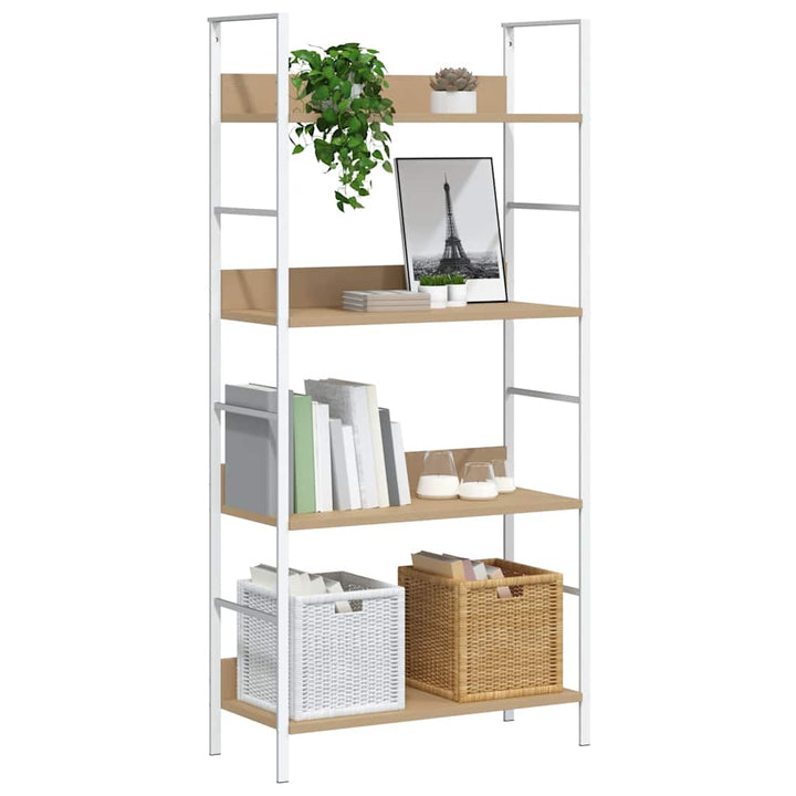 bogreol 60x27,6x124,5 cm 4 hylder konstrueret træ egetræsfarve