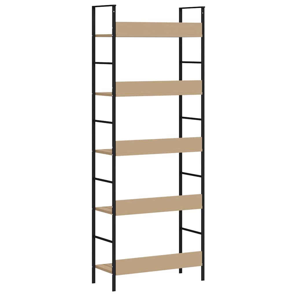 bogreol 60x27,6x158,5 cm 5 hylder konstrueret træ egetræsfarve