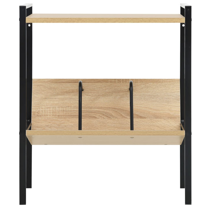bogreol med 2 hylder 52x28x59 cm konstrueret træ sort og egetræ