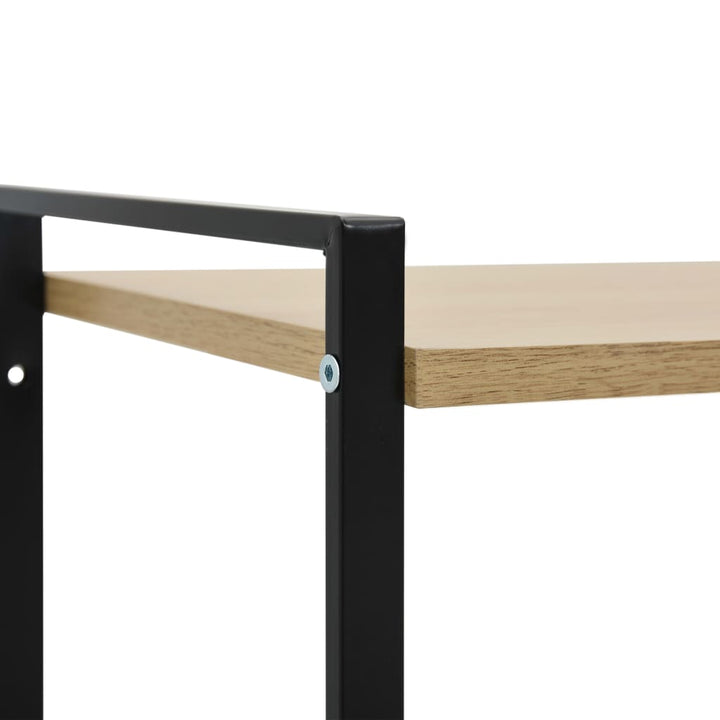 bogreol med 2 hylder 52x28x59 cm konstrueret træ sort og egetræ