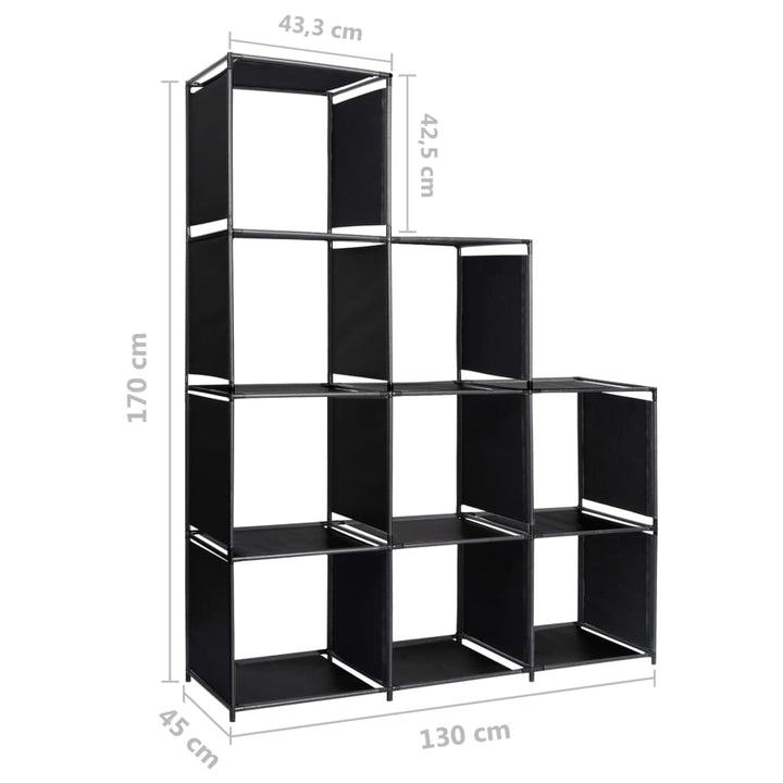 displayreol trappeformet 130x45x170 cm stof