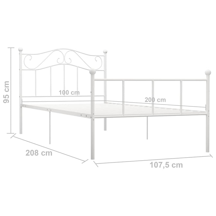 sengestel 100x200 cm metal hvid