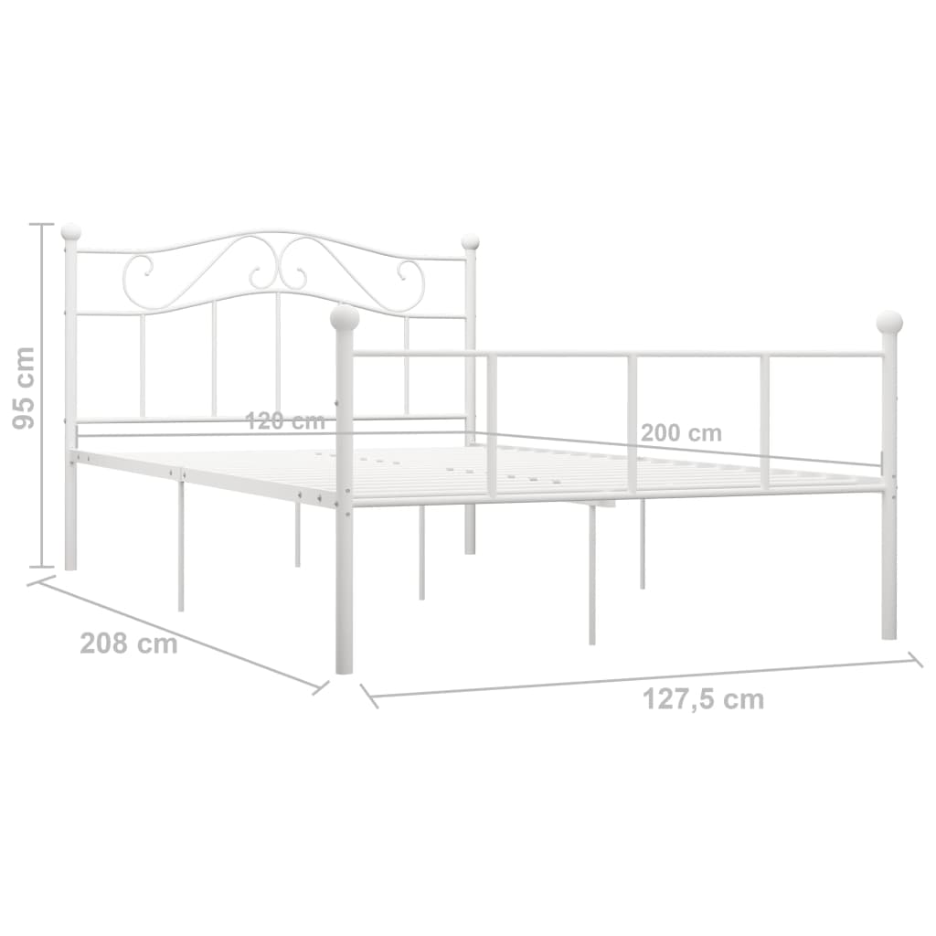 sengestel 120x200 cm metal hvid