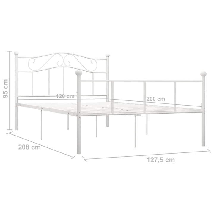 sengestel 120x200 cm metal hvid