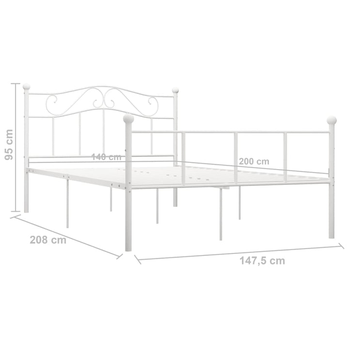 sengestel 140x200 cm metal hvid
