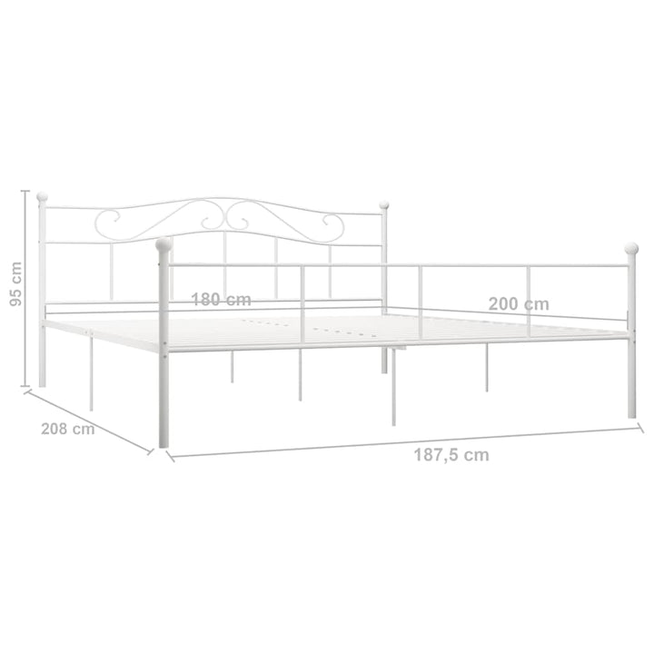 sengestel 180x200 cm metal hvid