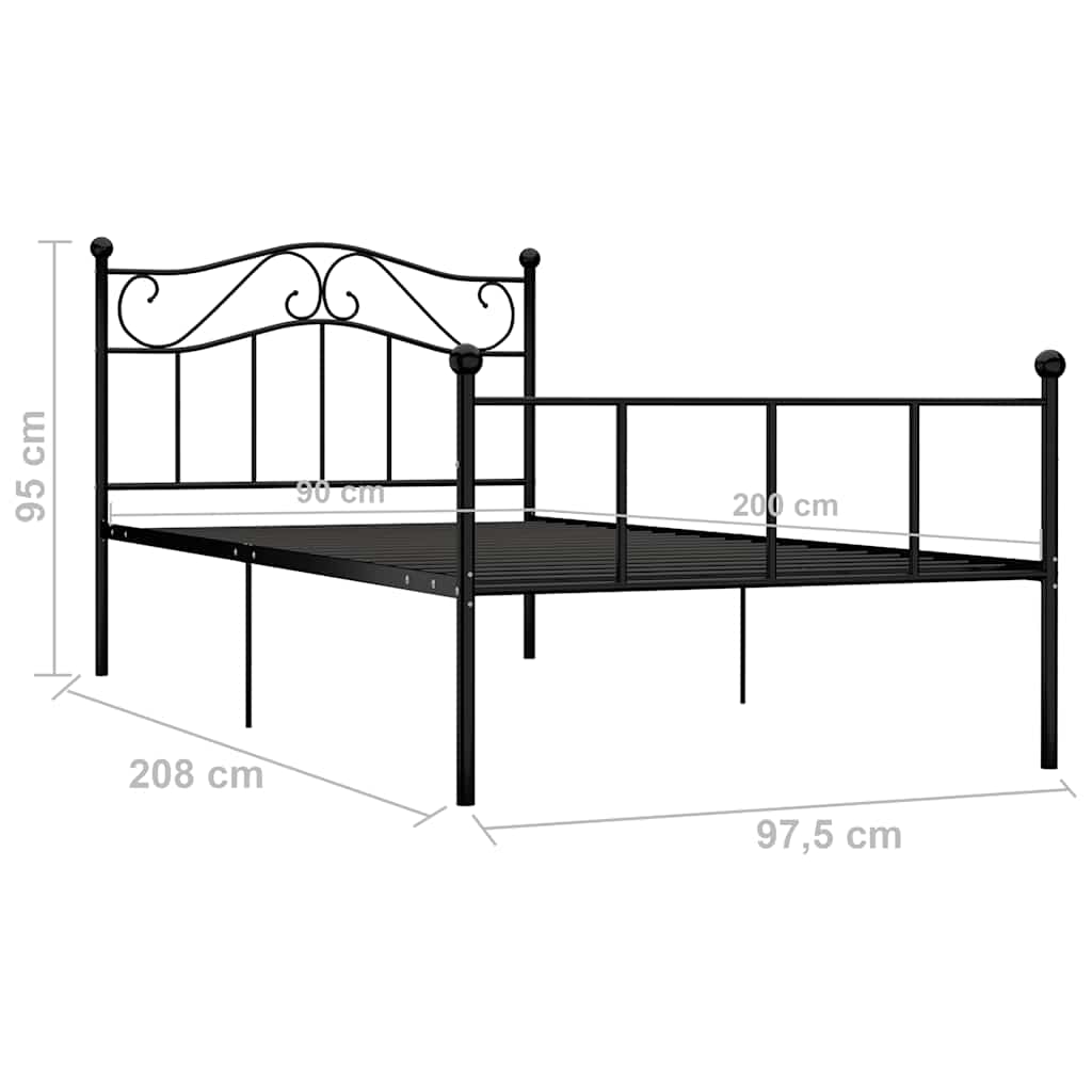 sengestel 90x200 cm metal sort