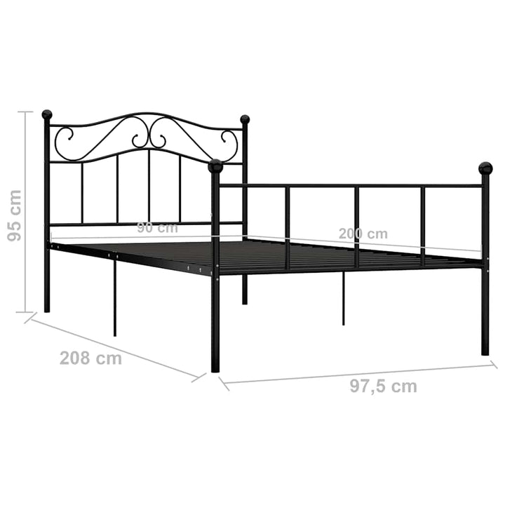 sengestel 90x200 cm metal sort